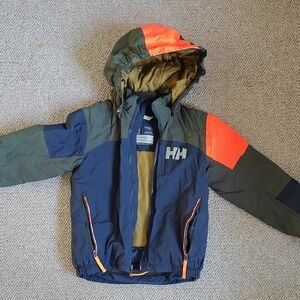 Helly Hansen Rider 2 Insulated Kids' Colorblock Ski Jacket - Navy and Orange